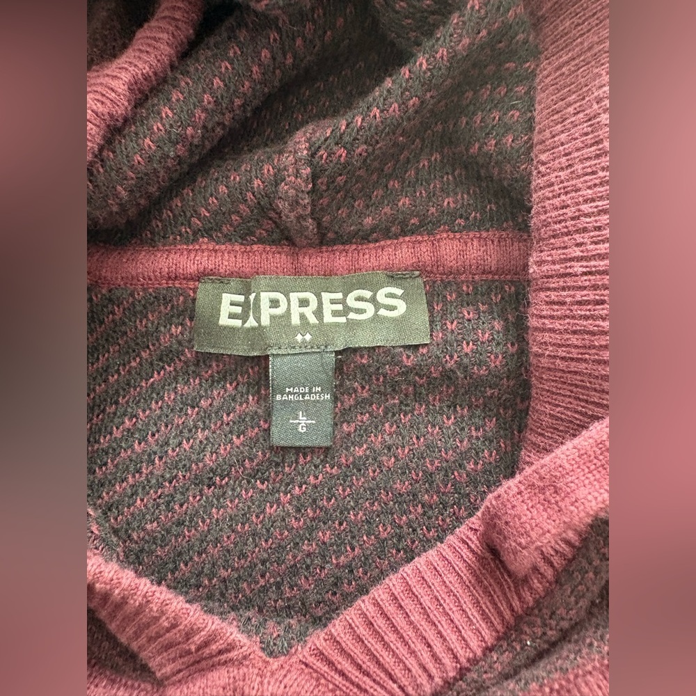 Express Women's Deep Burgundy Cowl Neck Sweater